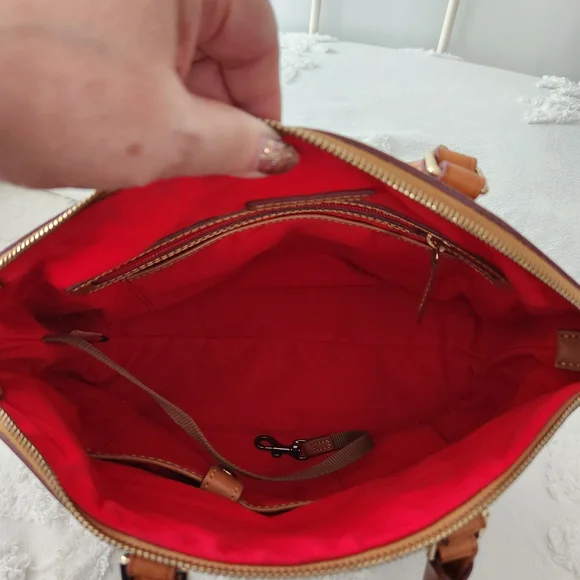 Dooney and Bourke Marine Suede And Leather Satchel Bag J8420049 - Picture 11 of 14